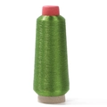 Fil à broder métallique vert herbe sur bobine conique avec finition brillante pour DIY - Vert