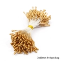 Stame artificiale dorato per fiori fai-da-te con finitura metallica 144 pezzi - Pistillo di Fiore Testa Rotonda Opaca / 144 Pezzi/Confezione (2mm x 60mm) / Oro