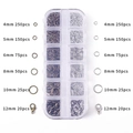 Detail view of 12-slot storage box containing bronze and silver jump rings and lobster clasps - 12 Grids White K and Antique Bronze Jump Rings