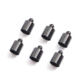 Set of 6 gunmetal cylinder cord end caps for DIY jewelry and leather cord crafting - Gunmetal