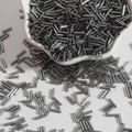 DIY gunmetal silver cylindrical glass bugle beads for handmade embroidery and jewelry - Size 3 Bugle 2x7mm / Dark Gray