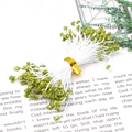 DIY craft materials featuring small green glitter flower stamens and white wire stems - Glitter Flower Pistil / 3mm x 60mm (90 Pcs/Pack) / Green