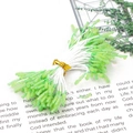 Green and white artificial flower stamens for DIY handmade floral crafting and decoration - Long Frosted Sugar Flower Stamens / 1mm x 60mm (90 Pcs/Pack) / Light Green