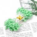 Green pearlized artificial flower stamen bundle for handmade DIY craft floral materials - Large Head Flower Stamens / 5mm x 60mm (60 Pcs/Pack) / Bright Green