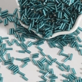 Polished lake blue glass bugle beads for DIY embroidery and jewelry decoration - Size 3 Bugle 2x7mm / Peacock Blue