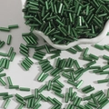 Silver-lined dark green glass bugle beads for DIY jewelry and embroidery crafts - Size 3 Bugle 2x7mm / Dark Green