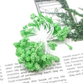 Handmade emerald green artificial flower pistils with matte granular texture and white stems - Lavender Style Flower Stamens / 5mm x 60mm (90 Pcs/Pack) / Emerald Green