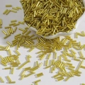 Bulk shiny golden glass bugle beads for DIY jewelry making and embroidery craft projects - Size 3 Bugle 2x7mm / Yellow