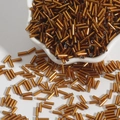 Amber gold bugle glass beads for DIY hairpins and wedding dress embroidery accessories - Size 3 Bugle 2x7mm / Dark Coffee