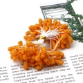 Bayas escarchadas naranjas hechas a mano para arreglos florales con lazo dorado - Corazón de Flor de Cabeza Grande Escarchada (5mm/Longitud 60mm/70 Piezas Paquete)