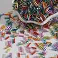 Colorful metallic glass bugle beads in heart bowl for DIY embroidery and crafts - Size 3 Bugle 2x7mm / Random Mixed Colors