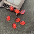 Set di sette cabochon ovali in resina rossa traslucida con effetto occhio di gatto per fai-da-te - 10x14mm (10 Pezzi/Confezione) / Rosso