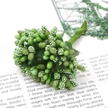 Green artificial berry cluster with glossy and matte beads for manual DIY crafts - Multi-Texture Berry Bundle / Length 85mm (12 Pcs/Pack) / Green System