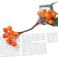 Racimos de bayas escarchadas naranjas artificiales para manualidades y decoración - Frutos de Doble Cara Estilo 1 (12mm/Longitud 130mm/10 Piezas Paquete)