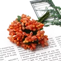 Ramo de bayas artificiales naranjas con partículas blancas para manualidades de bricolaje - Estilo de Flor (Longitud 100mm/6 Piezas Paquete)