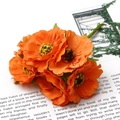 Flores de margarita de gasa naranja artificial con estambres para proyectos de manualidades - Estilo de Flor 4 (Longitud 100mm/6 Piezas Paquete)