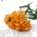 Flores artificiales de gasa naranja vibrante con pistilos perlados para manualidades - Estilo de Flor (Longitud 115mm/6 Piezas Paquete)