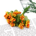 Ramo de bayas naranjas artificiales con hojas verdes para arreglos florales DIY - Estilo de Flor 6 (Longitud 115mm/6 Piezas Paquete)
