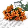 Bayas artificiales naranjas con hojas de tela para arreglos florales y manualidades - Estilo de Flor 9 (Longitud 90mm/12 Piezas Paquete)