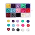 Kit fai da te con perline heishi in argilla da 6mm in 15 colori e scatola trasparente - Stile Scatola di Immagazzinaggio Multigriglia
