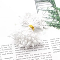 Handmade white artificial flower stamen bundle with gold metal tie for DIY crafts - Lavender Style Stamen / Approx. 70-90 Pieces/Pack (5mmx60mm)