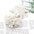 Frosted white artificial berries for DIY handmade floral crafts in a bundled set - Round Frosted Stamen / Approx. 50-70 Pieces/Pack (5mmx60mm)