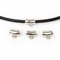 Silver curved CCB tube slider beads with hanging loops for DIY bracelet making - 50 Pieces / White Gold