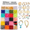 Kit 3600 perline in argilla 6mm colorate con ciondoli per gioielli fai-da-te - Stile Accessori a Più Scomparti Grande