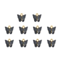 Set of 10 DIY butterfly pendants with dark marble resin texture and gold metal frame - Set of 4 / Black