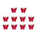 Set of ten vibrant red acrylic butterfly pendants with gold metal edges for DIY jewelry - Set of 4 / Red