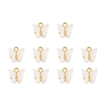 Set of 10 white and gold butterfly alloy charms for DIY jewelry making and necklace crafts - Set of 4 / White