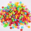 Gekleurde acryl smiley kralen met gaten voor DIY sieraden maken en kinderknutsels - Glimlachstijl / 50 Stuks / Transparant