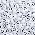 Platte ronde witte acrylkralen met zwart smile-patroon voor doe-het-zelf sieraden - Zwarte Smiley Face / 50 Stuks / Wit