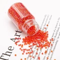 Vibrant orange 2mm glass seed beads in a clear bottle for DIY jewelry making - 1 Bottle 30g Net Weight 37g/Bottle 3000pcs / Big Red AB Electroplated