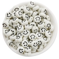 Witte ronde acryl kralen met smiley gezicht voor DIY sieraden maken en knutselen - Glimlachstijl / 50 Stuks / Broken Wit
