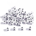 White square acrylic cube beads with black letter A for DIY bracelet making - 6x6mm (3.5mm Hole) 100 Pieces/Pack / Letter Bead A