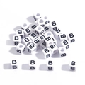 White square acrylic letter B beads for DIY jewelry making and personalized bracelets - 6x6mm (3.5mm Hole) 100 Pieces/Pack / Letter Bead B