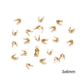 18K gold plated 3x6mm half-round calotte fold-over crimp bead connectors for DIY jewelry - 3x6mm (20 Pieces/Pack) / Gold