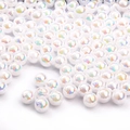 Glänzende weiße AB-Regenbogen-Acrylperlen für DIY-Schmuck und Halskettenbasteleien - 6mm / Weiß