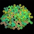 Platte ronde acryl kralen met zwarte smileys in neon geel, groen en roze kleuren - Zwarte Smiley Face / 50 Stuks / Lichtgevend Gemengd