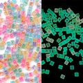 Luminous colorful acrylic square alphabet beads for DIY jewelry making in dark - Square Letter Style / 6mm (100 Pieces Pack) / Luminous Transparent White with Colorful Letters