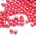 Perle in acrilico rosa acceso con rivestimento AB e lucentezza metallica per DIY - 6mm / Rosa Rosso