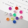 Perles de smiley de tournesol en pâte polymère colorée pour la fabrication de bijoux DIY - Style Smiley Rond (4428185808172) / 10 Pièces/Paquet (10mm x 5mm) / Rose vif