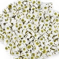 Perles tournesol en argile polymère avec smiley pour création de bijoux DIY - Smiley Fleur de Prunier (4873383871399) / 30 Pièces/Paquet (10mm x 4mm) / Blanc