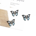 Drei blau-schwarze Schmetterlings-Emaille-Anhänger für DIY-Schmuckherstellung - 21x15mm (4 Stück/Packung) / Blau-Schwarz-Weiß