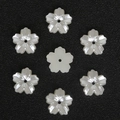 Pearlescent white five-petal flower ABS charms for DIY hair accessories and jewelry making - Hollow Large Five-Petal Flower (Artificial Pearl) / 100 Pcs/Pack (12x12mm) / Beige
