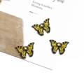 Drei gelbe Emaille-Schmetterlingsanhänger für DIY-Schmuck mit schwarzen Flügelmustern - 21x15mm (4 Stück/Packung) / Gelb
