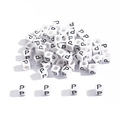 White acrylic cube beads with black letter P for DIY jewelry and crafts making - 6x6mm (3.5mm Hole) 100 Pieces/Pack / Letter Bead P