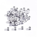 White square acrylic alphabet beads with black letter Q for DIY jewelry making - 6x6mm (3.5mm Hole) 100 Pieces/Pack / Letter Bead Q