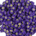 Vibrant purple polymer clay sunflower beads with yellow smiley faces for DIY jewelry making - Plum Flower Smiley (4873383871404)
